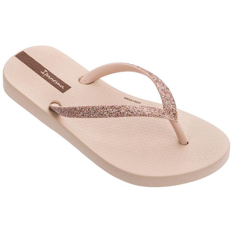 Kids' Ipanema Glitter IV Flip Flops Beige | OIWHQUV-74