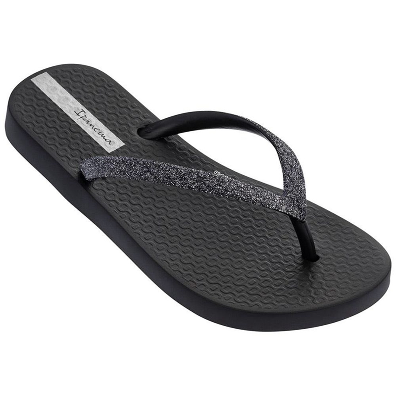 Kids' Ipanema Glitter IV Flip Flops Black | KRUOBYV-34