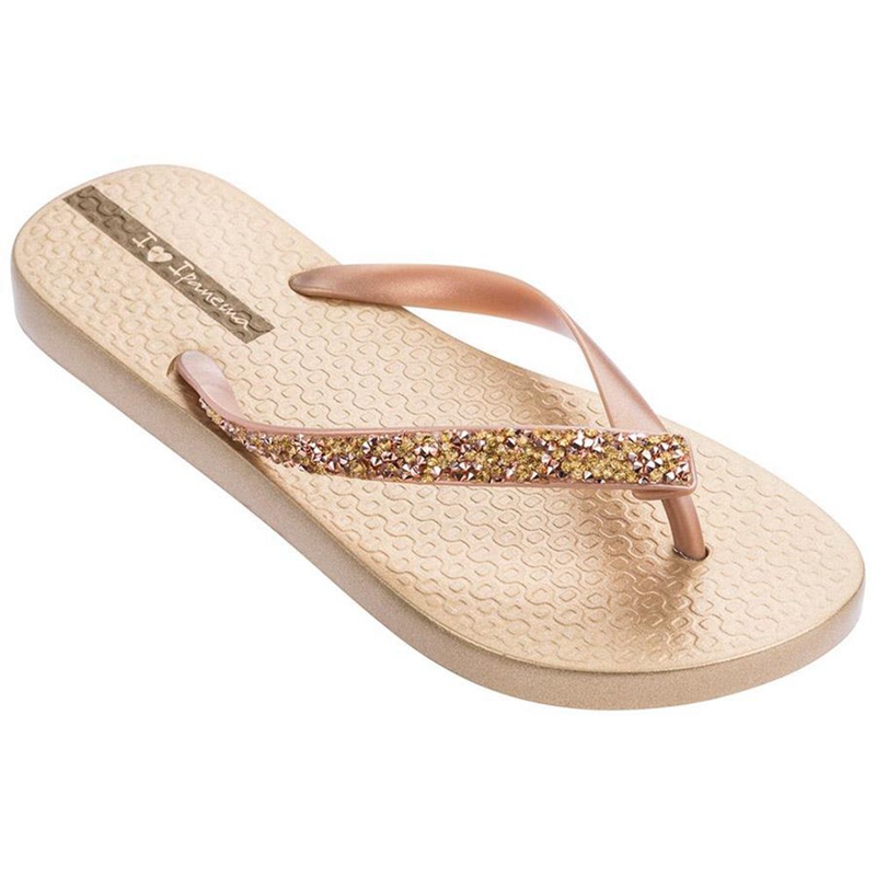 Women's Ipanema Pebble Flip Flops Gold | FCJEAGV-50