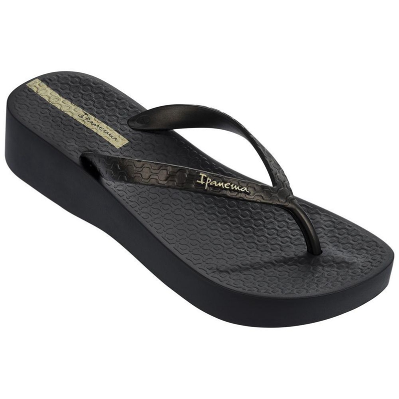 Women\'s Ipanema Brasil Tropical Plat  Flip Flops Black | IMJNQKR-34