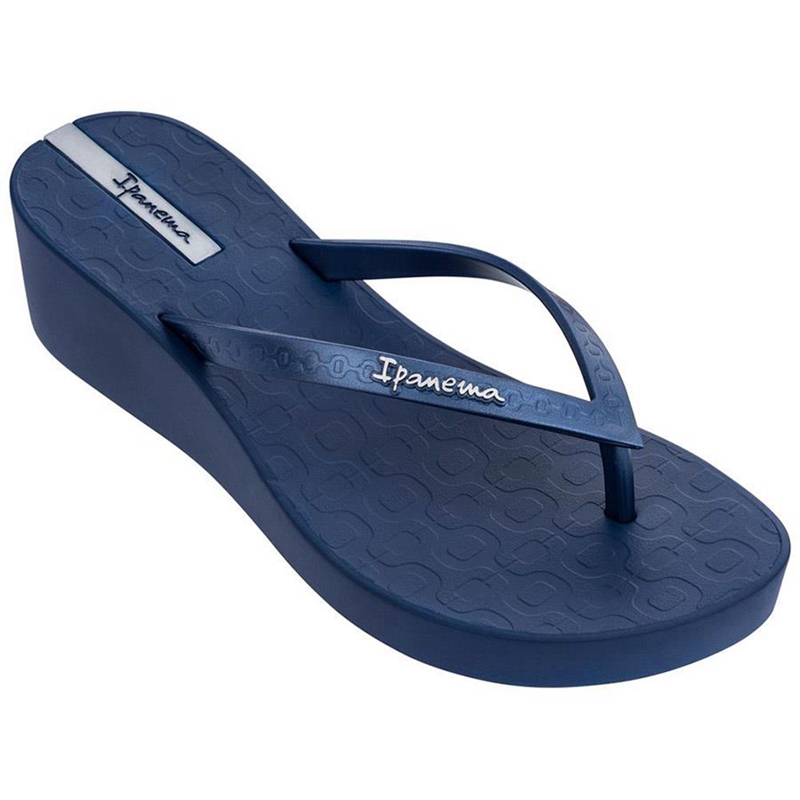 Women\'s Ipanema Daisy Wedge Flip Flops Blue | UWBZQEY-64