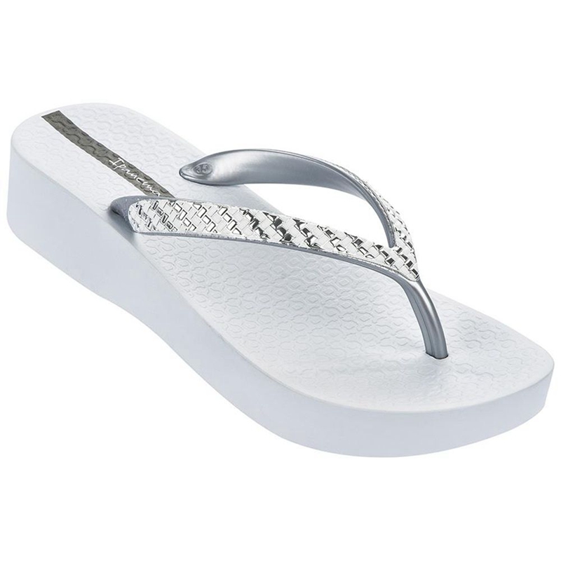 Women\'s Ipanema Mesh Plat Flip Flops Silver | NGRLWZQ-60