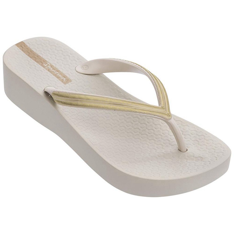 Women\'s Ipanema Mesh Plat V  Flip Flops Beige | WOIJENM-49